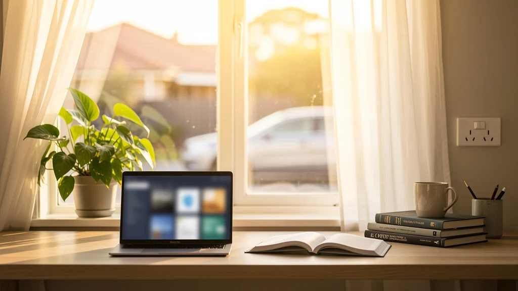 Warm study setup with books and a laptop, representing private tutoring in Hornsby