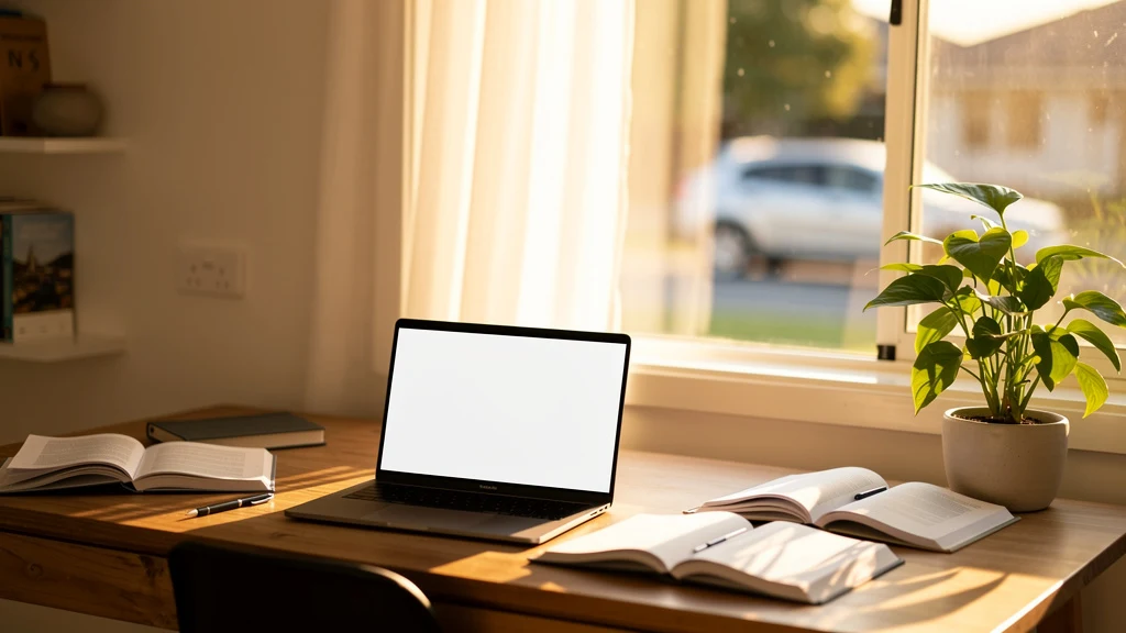 Warm study setup with books and a laptop, representing private tutoring in Manly
