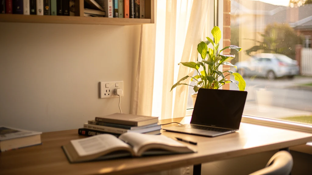Warm study setup with books and a laptop, representing private tutoring in Strathfield