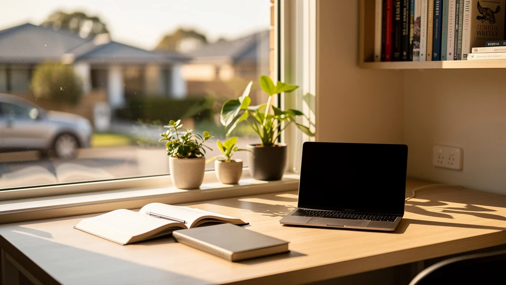 Warm study setup with books and a laptop, representing private tutoring in Brighton