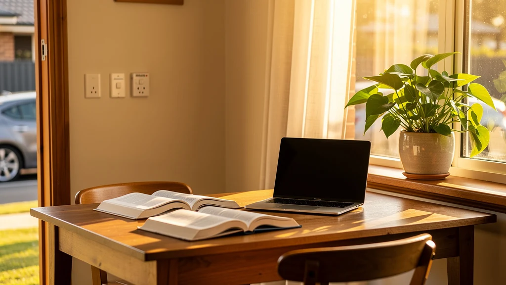 Warm study setup with books and a laptop, representing private tutoring in Baulkham Hills
